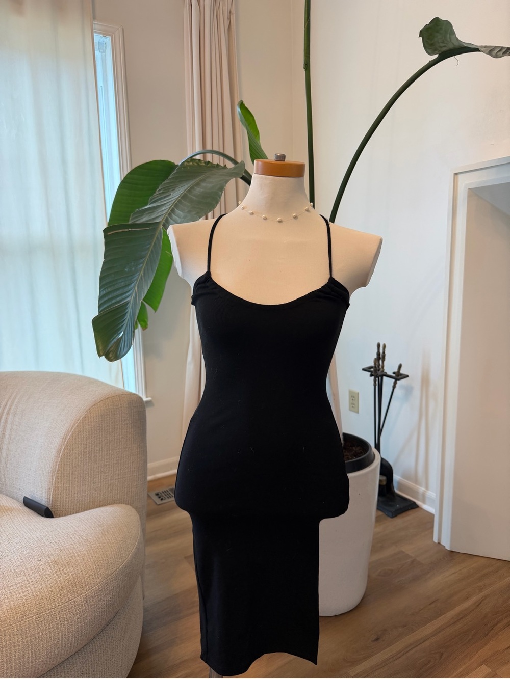 Bershka Black Spaghetti-Strap Slip Dress